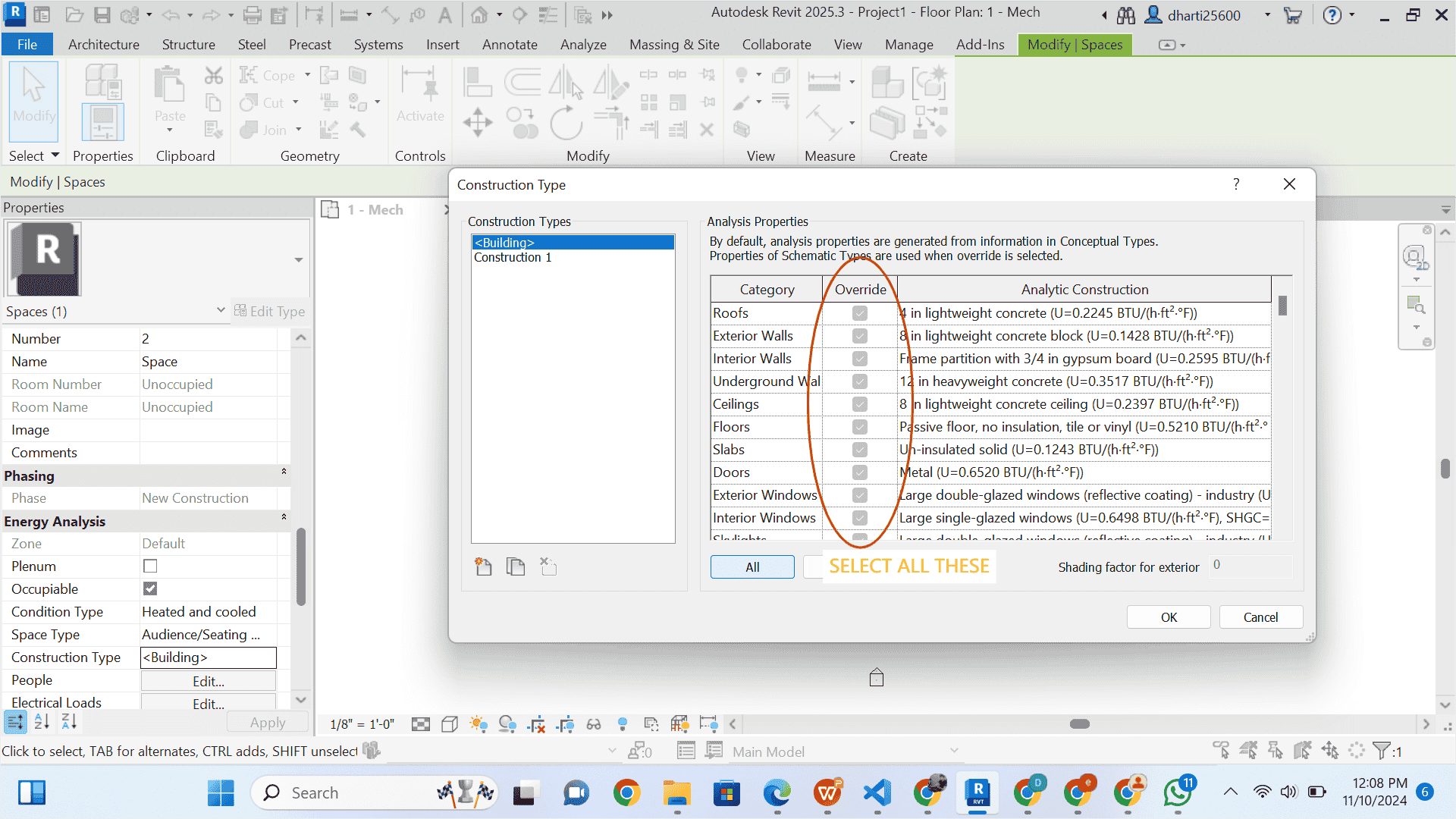 Revit 2025 HVAC load calculation