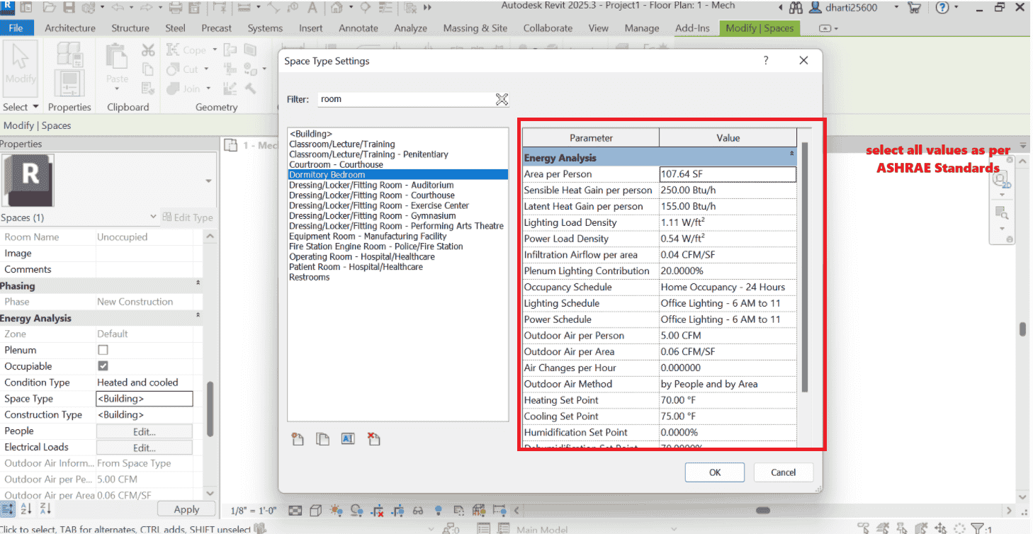 Revit 2025 HVAC load calculation