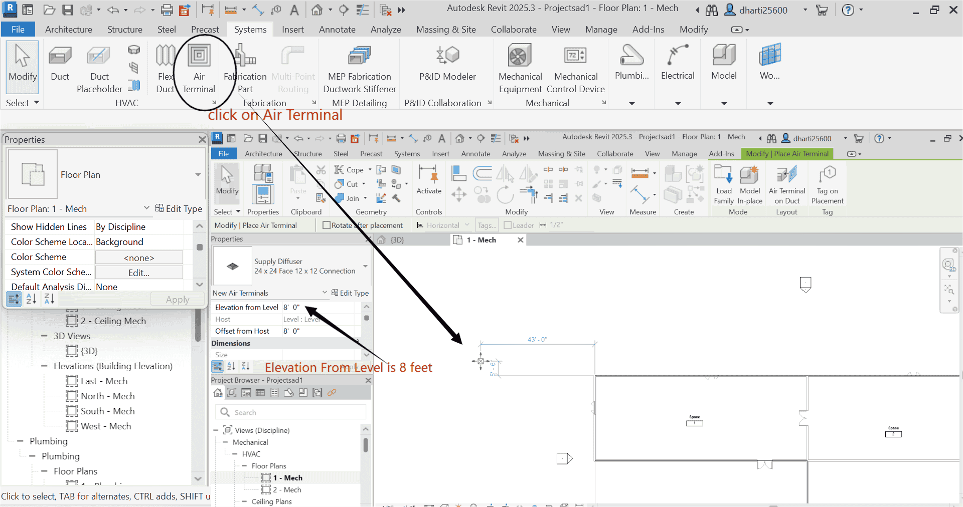 Revit 2025 HVAC GRD Placement & CFM Calculation